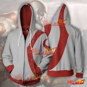 God of War Kratos Zip Up Hoodie Jacket White