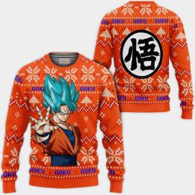 Goku Blue Ugly Christmas Sweater Dragon Ball Hoodie Shirt