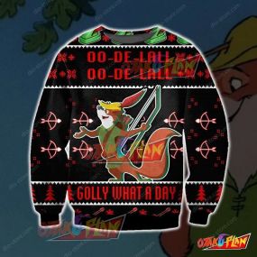 Golly What A Day- Robin Hood Knitting Pattern 3D Print Ugly Christmas Sweatshirt
