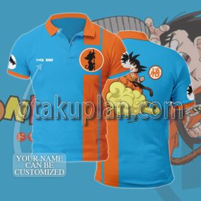 Gragon Ball Kid Goku Orange and Blue Custom Name Polo Shirt