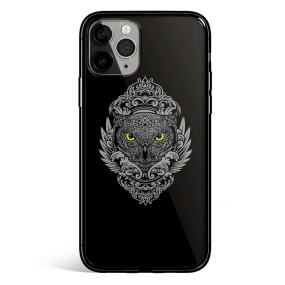 Green Eyes Owl Totem Tempered Glass iPhone Case