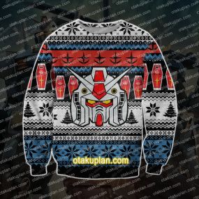 Gundam 3D Print Knitting Pattern Ugly Christmas Sweatshirt