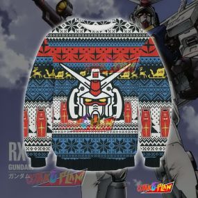 Gundam Knitting Pattern 3D Print Ugly Christmas Sweatshirt