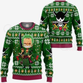 Happy Zoro Ugly Christmas Sweater One Piece Hoodie Shirt