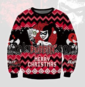 Harley Quinn Logo 3D Printed Ugly Christmas Sweatshirt