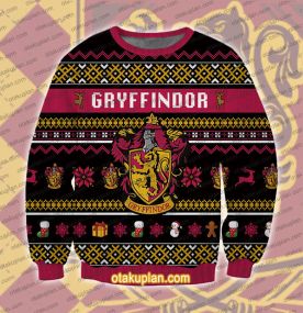 Harry Potter Gryffindor House Pattern Ugly Christmas Sweatshirt
