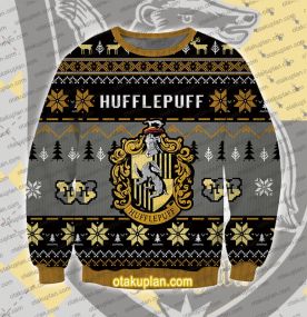 Harry Potter Hufflepuff House Pattern Ugly Christmas Sweatshirt