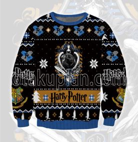 Harry Potter Ravenclaw Blue and Black 3D Printed Ugly Christmas Sweatshirt