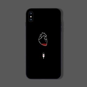 Heart Hand Drawing Tempered Glass iPhone Case