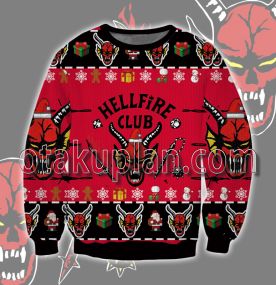 Hellfire Club Stranger Things Black And Red 3D Printed Ugly Christmas Sweater