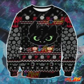 How To Train Your Dragon Toothless 3D Print Ugly Christmas Sweatshirt
