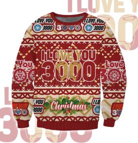 I Love You 3000 Iron Man Heart 2023 3D Printed Ugly Christmas Sweatshirt