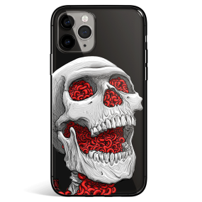 Illustration skull art Tempered Glass iPhone Case