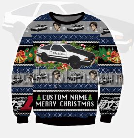 Initial D Car Custom Name Ugly Christmas Sweatshirt