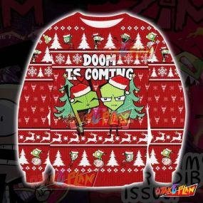 Invader Zim Doom Is Coming 3D Print Pattern Ugly Christmas Sweatshirt V2