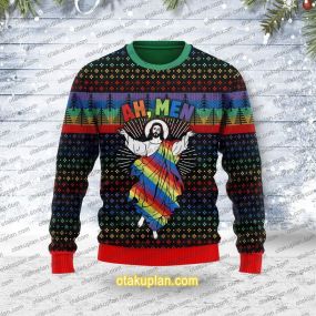 Jesus Ah Men Lgbtq+ 3D Print Ugly Christmas Sweatshirt