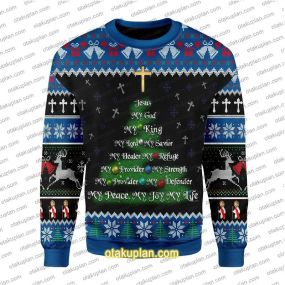 Jesus Tree Gold Cross 3D Print Ugly Christmas Sweatshirt