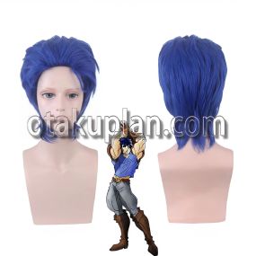 Anime Bizarre Adventure Joseph Joestar Blue Cosplay Wigs