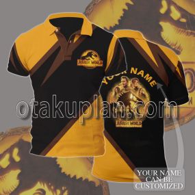 Jurassic World Dominion Orange And Black Custom Name Polo Shirt