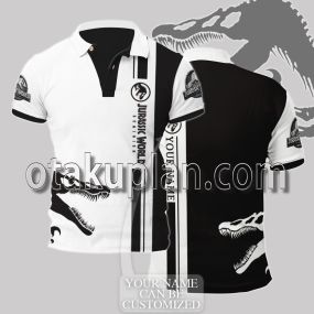 Jurassic World Dominion White And Black Custom Name Polo Shirt