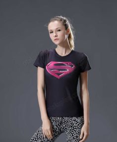 Kara Short Sleeve Black Compression Shirt For Women
