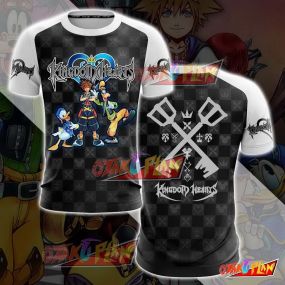 Kingdom Hearts Characters Logo Pattern T-shirt