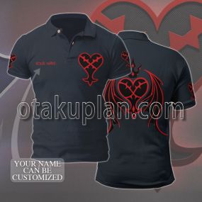 Kingdom Hearts Heartless Blue and Red Custom Name Polo Shirt
