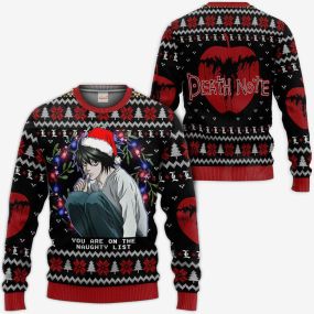 L Lawliet Ugly Christmas Death Note Xmas Hoodie Shirts