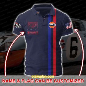 Le Mans Dark Blue Custom Name Custom Flag Polo Shirt