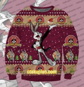 Looney Tunes Christmas Bugs Bunny 3D Print Ugly Christmas Sweatshirt