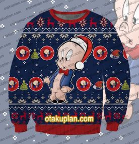 Looney Tunes Porky Pig 3D Print Ugly Christmas Sweatshirt