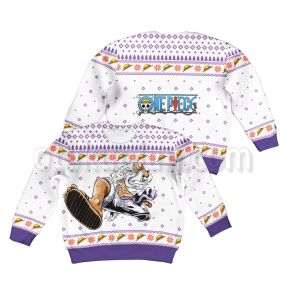 Luffy Gear 5 White Kids Ugly Christmas Sweater