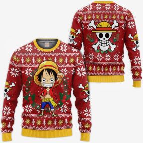 Luffy Ugly Christmas One Piece Xmas Hoodie Shirts