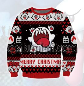 Mario Boo Ghost 3D Printed Ugly Christmas Sweatshirt