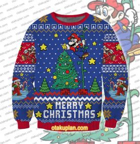 Mario Christmas Wreath Nintendo Ugly Christmas Sweatshirt