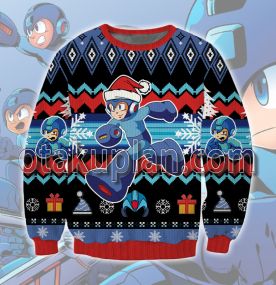 Mega Man Blue 3D Printed Ugly Christmas Sweater