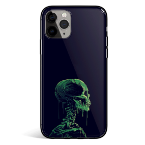 Melting Green Skull Tempered Glass iPhone Case