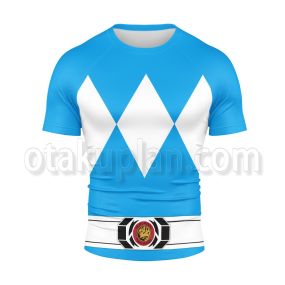 Mighty Morphin Power Rangers Blue Ranger Rash Guard Compression Shirt