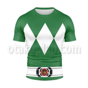 Mighty Morphin Power Rangers Green Ranger Rash Guard Compression Shirt