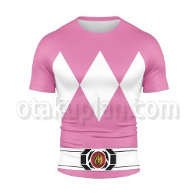 Mighty Morphin Power Rangers Pink Ranger Rash Guard Compression Shirt