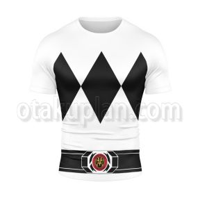 Mighty Morphin Power Rangers White Ranger Rash Guard Compression Shirt