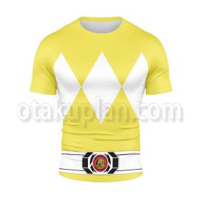 Mighty Morphin Power Rangers Yellow Ranger Rash Guard Compression Shirt