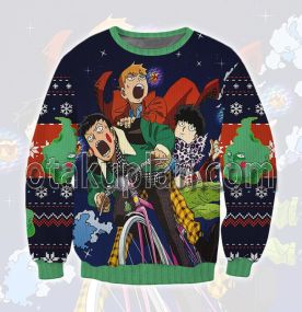 Mob Psycho 100 Blue and Green 3D Printed Ugly Christmas Sweatshirt