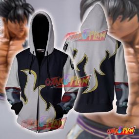 Tekken Jin Kazama White Flame Hoodie Cosplay Jacket Zip Up
