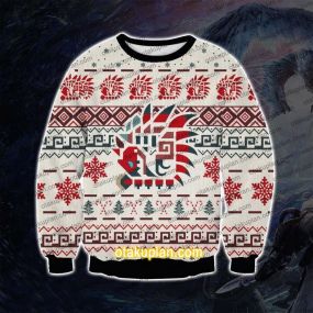 Monster Hunter World MHW Knitting Pattern 3D Print Ugly Christmas Sweatshirt V2