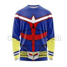 Anime All Might Blue Cosplay Long Sleeve Shirt