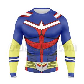Anime All Might Blue Long Sleeve Compression Shirt