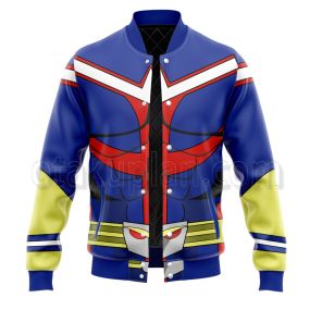 Anime All Might Blue Uniform Cosplay Varsity Jacket