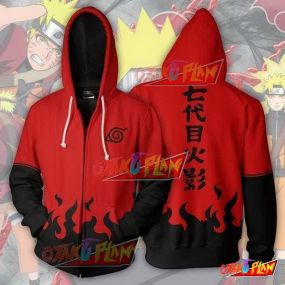 Anime Uzumaki AnimeHokage Red Zip Up Hoodie Jacket