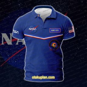 Nasa Custom Name Custom Flag Light Blue Polo Shirt